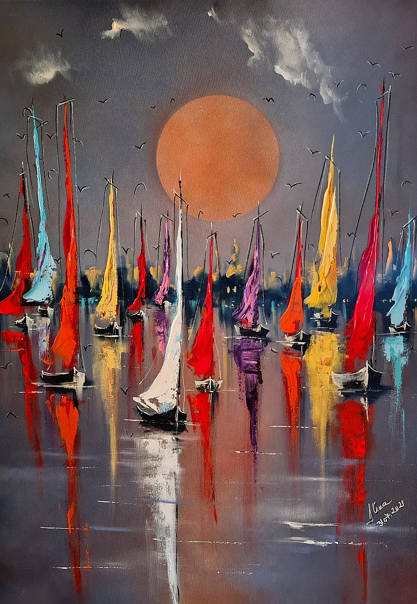 ArteDiAlina.com painting: Three little clouds